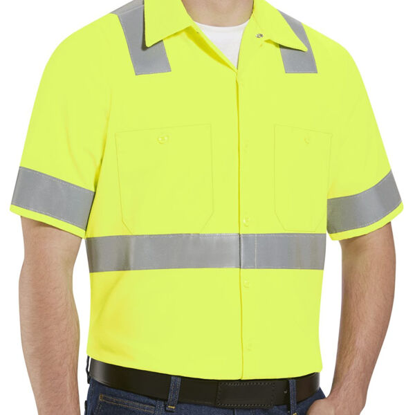 Men's Tall High Visibility Safety Short Sleeve Work Shirt Thumbnail