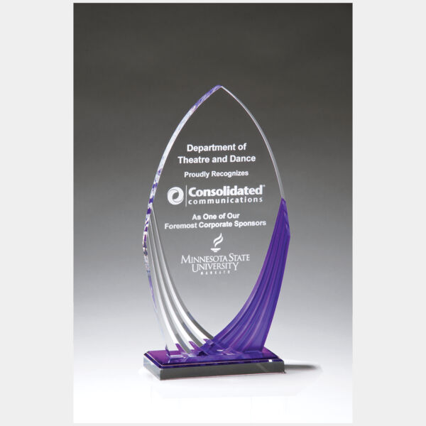 8 1/4" Tidal Series Acrylic with Printed Violet Accent and Violet Mirror-Topped Base Thumbnail