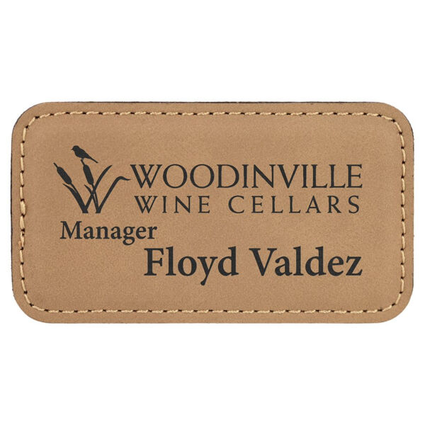 3 1/4" x 1 3/4" Laserable Leatherette Badge Blank with Magnet Thumbnail