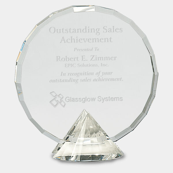 6 1/2" Round Crystal on Diamond Base Thumbnail