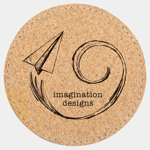 4" Round Cork Coaster with Stitching Thumbnail