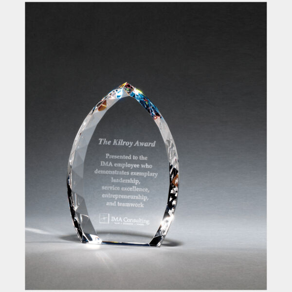 5" x 7" x 1 1/8" (Tapered) Crystal Flame with Jeweled Edge and Prism-Effect Thumbnail