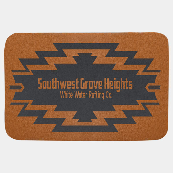 3" x 2" Rectangle Caramel Genuine Leather Patch with Adhesive Thumbnail