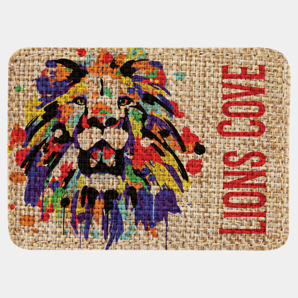 3 1/2" x 2 1/2" Burlap Rectangle Sublimatable Patch with Adhesive Thumbnail