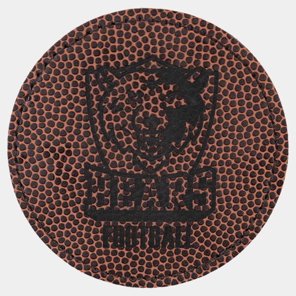 3" Football Laserable Leatherette Round Patch with Kota Pro Adhesive Thumbnail