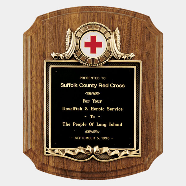 American Plaque with Border Decorative Frame with 2" Insert Holder, Laserable Brass Plate - Witney Series (Inserts Sold Separately) Thumbnail