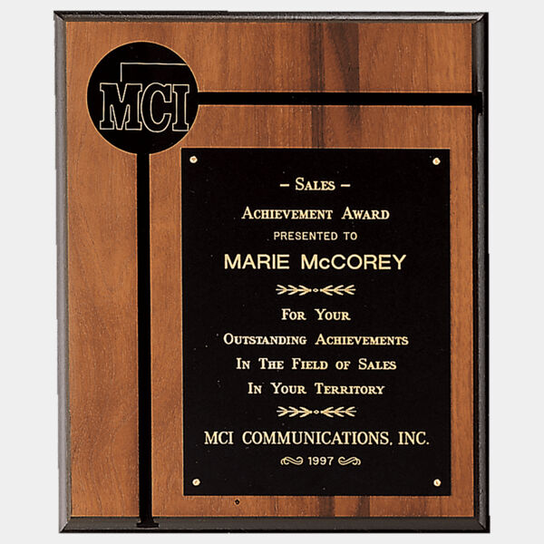 12" x 14" American Routed Plaque w/ Brass Plate and 2 1/2" Brass Disc Thumbnail