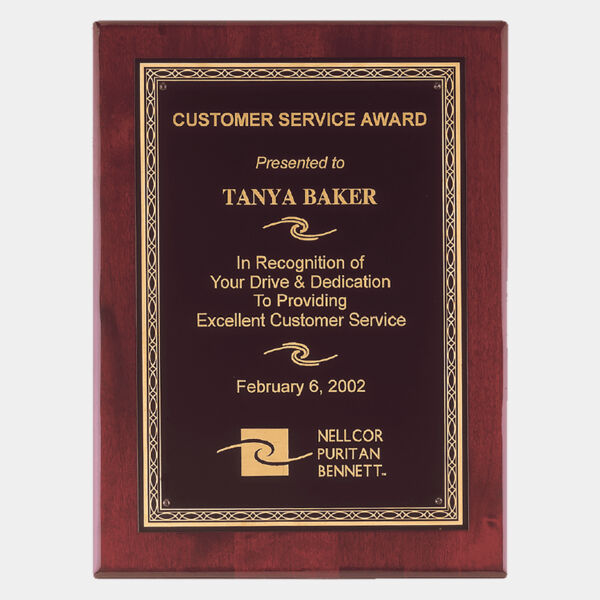 7" x 9" Airflyte Premium Piano Finish Plaque with Florentine Border Laserable Brass Plate Thumbnail