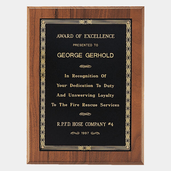 5" x 7" Jewelers Laserable Border Plate on an American Plaque- Sheffield Series Thumbnail