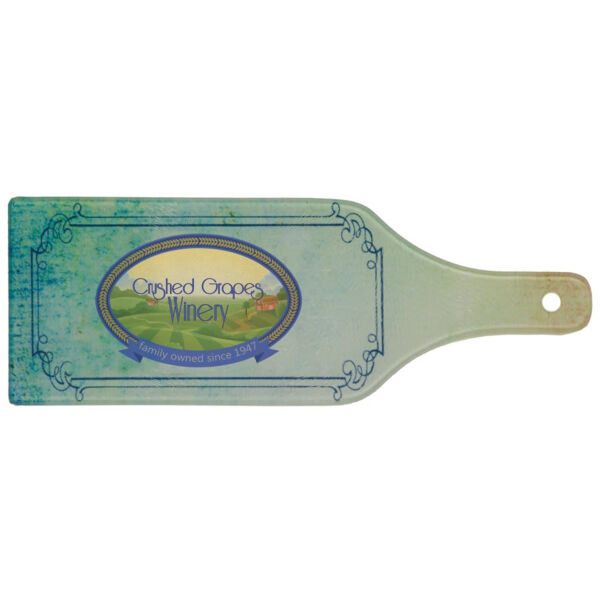 12 1/2" x 4 1/2" Wine Bottle Shaped Glass Sublimatable Cutting Board Thumbnail