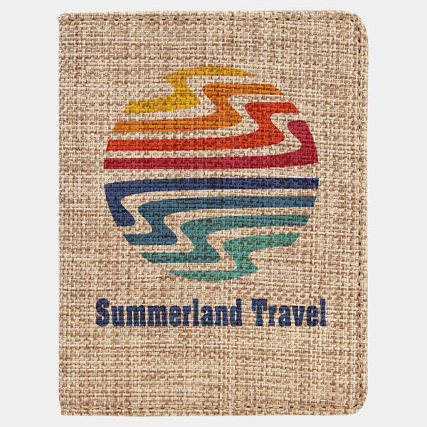 4 1/4" x 5 1/2" Sublimatable Burlap Passport Holder Thumbnail