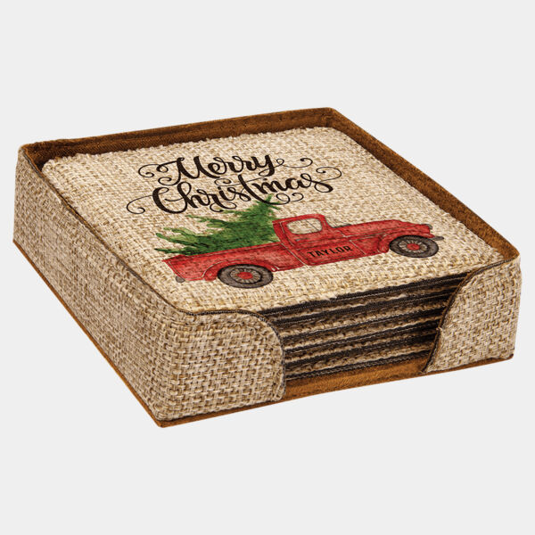 4" x 4" Sublimatable Burlap Square 6-Coaster Set Thumbnail