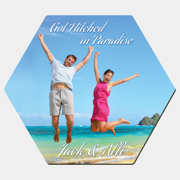 4"x 3.5" Gloss Unisub Sublimatable MDF Hexagon Coaster w/Cork Back Thumbnail