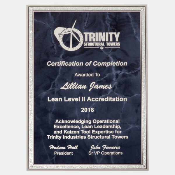 6" x 8" Marble Laserable Aluminum Plate with Florentine Border and Four Holes Thumbnail
